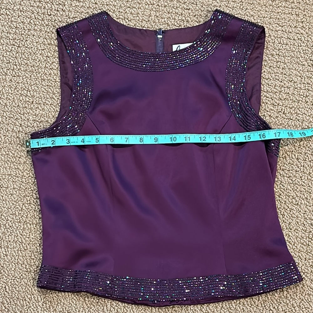 Jovani Vintage Purple Silk Beaded 3 piece Wedding Mother Dress Suit size 10 - Picture 10 of 17